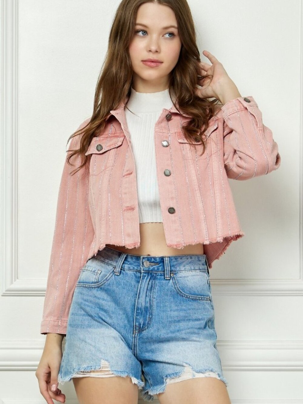 Pink Rhinestone Strip Jacket - Picture 4 of 4